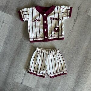 Vintage Striped All Star Baseball Baby Outfit